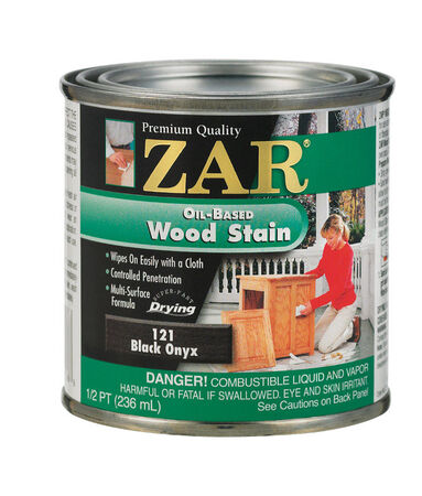 ZAR Semi-Transparent Oil-Based Wood Stain Black Onyx Tintable 1/2 pt.
