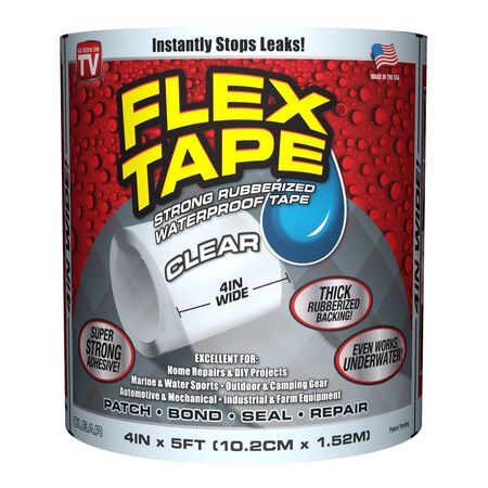Flex Tape As Seen On TV 4 in. W x 5 ft. L Clear Waterproof Repair Tape No