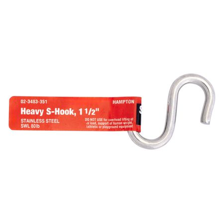 Hampton Medium Silver Stainless Steel 1.43 in. L S-Hook 40 lb 1 pk