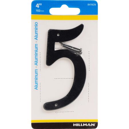 HILLMAN 4 in. Black Aluminum Nail-On Number 5 1 pc