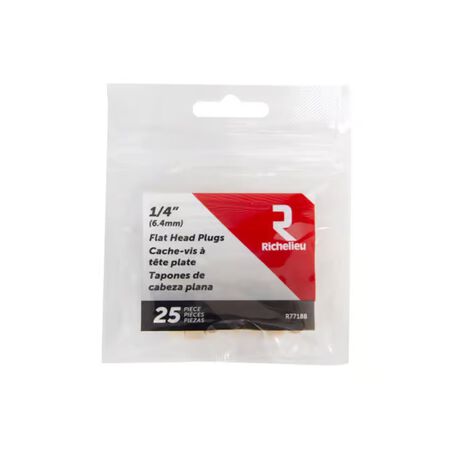 Richelieu Flat Birch Head Plug 1/4 in. D x 0.28 in. L 25 Pack Natural