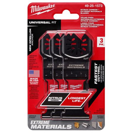 Milwaukee Nitrus Carbide 1-3/8 in. W Carbide Open-Lok Oscillating Saw Blade Multi-Material 3 Pack