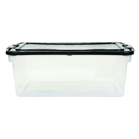 Homz Latching 64 qt Black/Clear Storage Tote 10.625 in. H X 16 in. W X 28.75 in. D Stackable