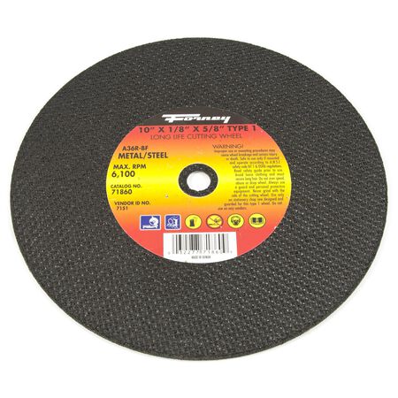 Forney 10 in. D X 5/8 in. Aluminum Oxide Metal Cutting Wheel 1 pc