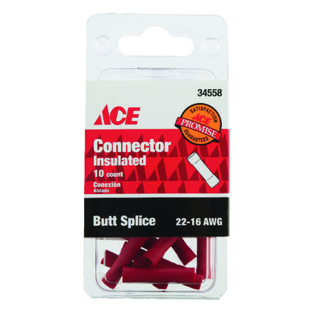 Ace Insulated Wire Butt Connector Red 10 pk