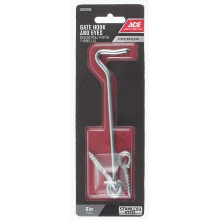Ace 6 In. L Stainless Steel Gate Hook And Eye 1 Pack
