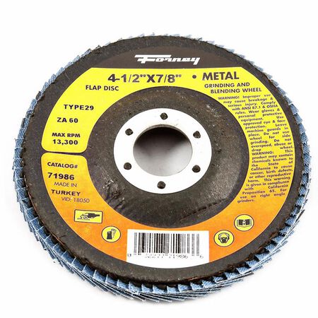 Forney 4-1/2 in. D X 7/8 in. Zirconia Aluminum Oxide Flap Disc 60 Grit 1 pc
