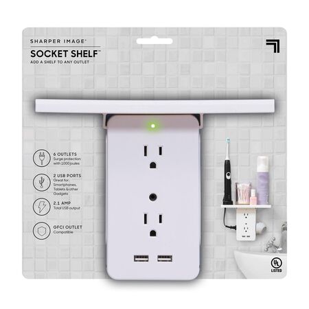 Socket Shelf As Seen On Tv Outlet/Usb/Shelf Adapter Surge Protection 1 Pack