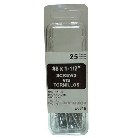 Amerimax No. 8 X 1.5 in. L Zinc-Plated Coarse Wood Screws 25 pk