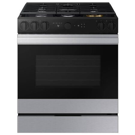 Samsung Bespoke 30 in. 6.0 cu. ft. 5 Burner Smart Slide-In Gas Range with Air Sous Vide & Air Fry in Stainless Steel