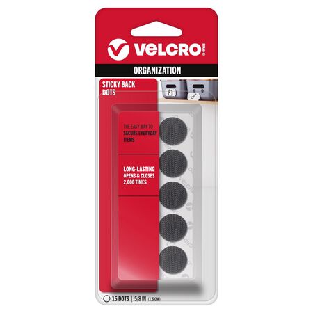 VELCRO Brand Sticky Back Small Nylon Hook and Loop Fastener 5/8 in. L 15 pk