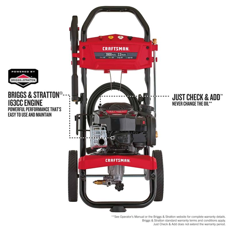 Craftsman Briggs Stratton 2800 Psi Gasoline 2 3 Gpm Pressure