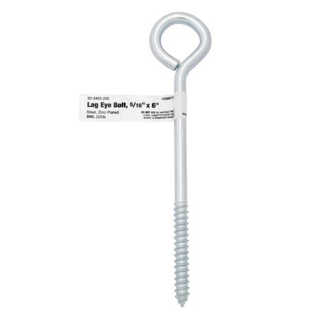 Hampton 5/16 in. X 6 in. L Zinc-Plated Steel Lag Thread Eyebolt