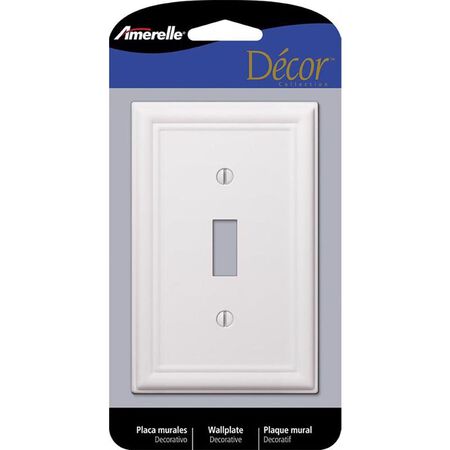 Amerelle Chelsea White 1 gang Stamped Steel Toggle Wall Plate 1 Pack