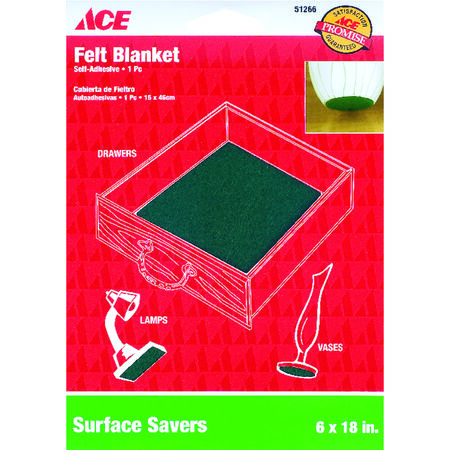 Ace Felt Self Adhesive Blanket Green Square 6 in. W X 18 in. L 1 pk