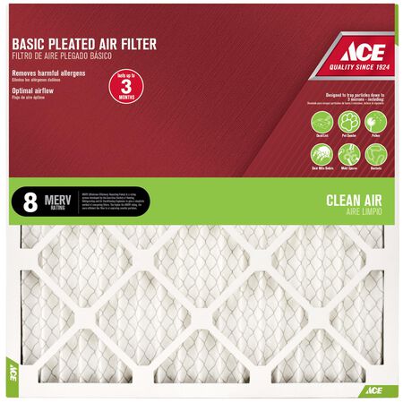 Ace 24 in. W X 24 in. H X 1 in. D Synthetic 8 MERV Pleated Air Filter 1 pk