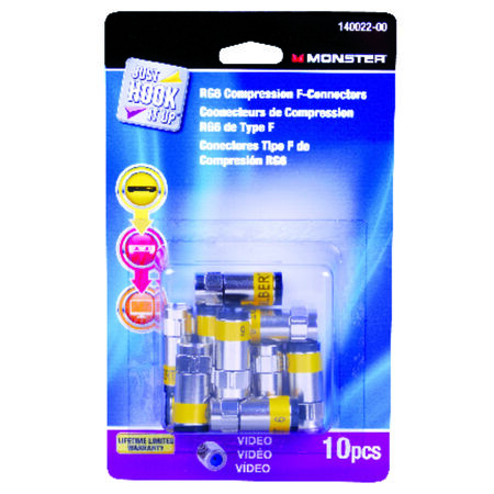 Monster Just Hook It Up Compression RG6 Compression Connector 10 pk