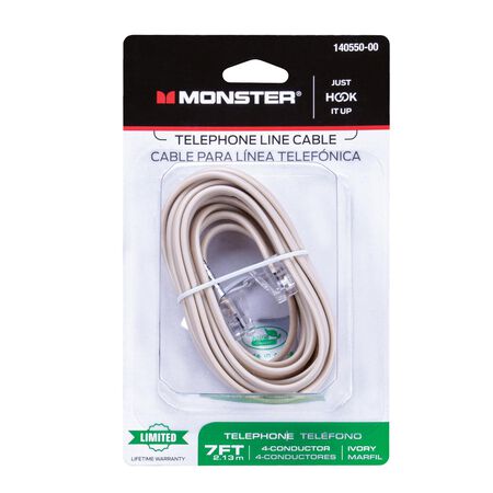 Monster Just Hook It Up 7 ft. L Ivory Modular Telephone Line Cable