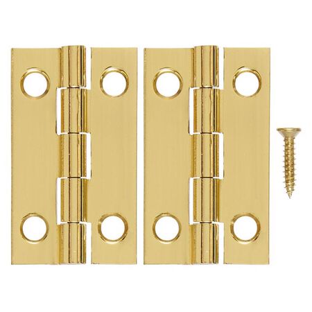 Ace 7/8 in. W X 1-1/2 in. L Polished Brass Brass Narrow Hinge 2 pk
