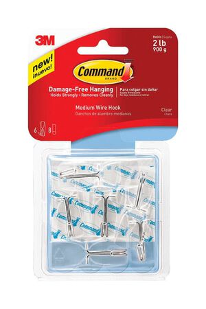 3M Command Medium Plastic Wire Hooks 2.17 in. L 6 pk