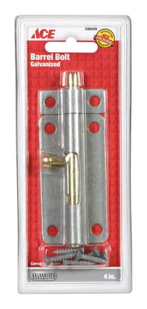 Ace 4 in. L Galvanized Steel Barrel Bolt 1 pk