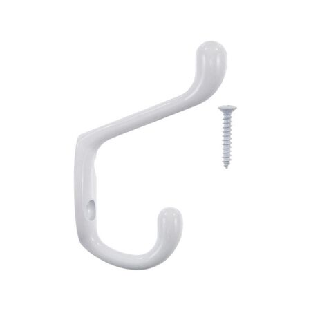 Ace 3 in. L Painted White Metal Medium Heavy Duty Coat and Hat Hook 1 pk