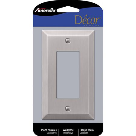 Amerelle Century Brushed Nickel 1 gang Stamped Steel Decorator Wall Plate 1 Pack