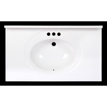 Arstar Standard Cultured Marble Bathroom Sink 37 in. W X 22 in. D White
