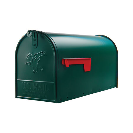 Gibraltar Mailboxes Elite Classic Galvanized Steel Post Mount Green Mailbox