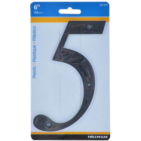 Hillman 6 in. Black Plastic Nail-On Number 5 1 pc