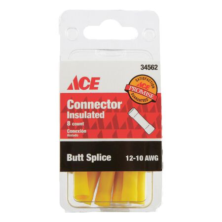 Ace Insulated Wire Butt Connector Yellow 8 pk