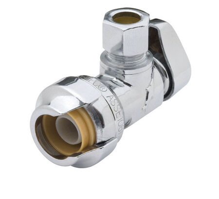 SharkBite 1/2 in. Push X 3/8 in. Compression Chrome Plated Angle Stop Valve