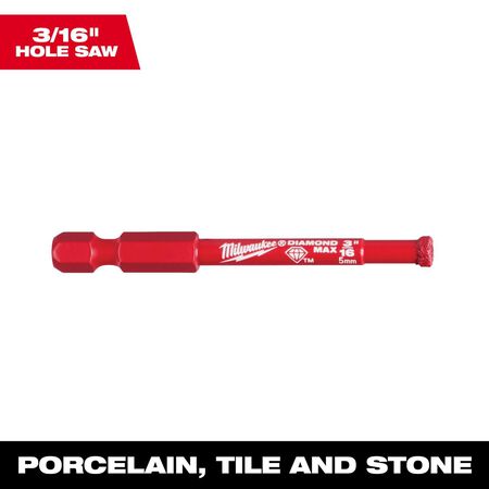Milwaukee Diamond Max 3/16 in. Diamond Grit Glass, Porcelain, Tile, and Stone Hole Saw 1 pc