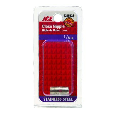 Smith-Cooper 1/8 in. MPT Stainless Steel Close in. L Nipple