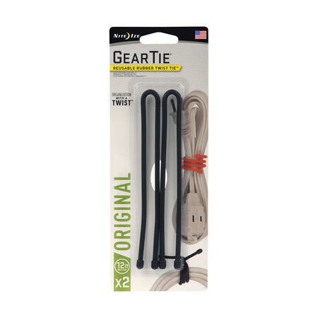 Nite Ize Gear Tie 12 in. L Black Twist Ties 2 pk