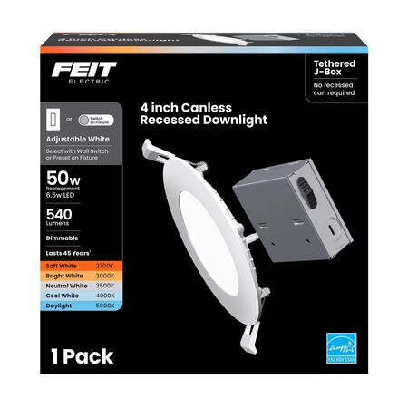 Feit LED Retrofits White 5 in. W LED Canless Recessed Downlight 6.5 W