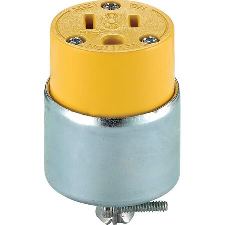 Leviton Commercial Armored Ground/Straight Blade Connector 5-15R 2 Pole 3 Wire