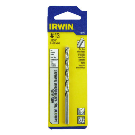 Irwin #13 X 3-1/2 in. L High Speed Steel Wire Gauge Bit 1 pc