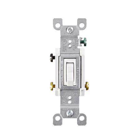 Leviton 15 amps Three Pole 3-Way Toggle AC Quiet Switch White 1 pk
