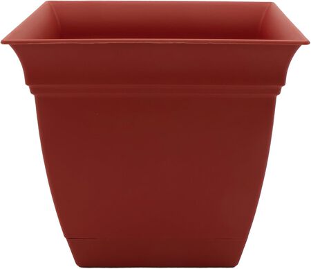 The HC Companies 6 in. Eclipse Square Planter with Saucer - Indoor Outdoor Plant Pot for Flowers Vegetables Herbs, Clay