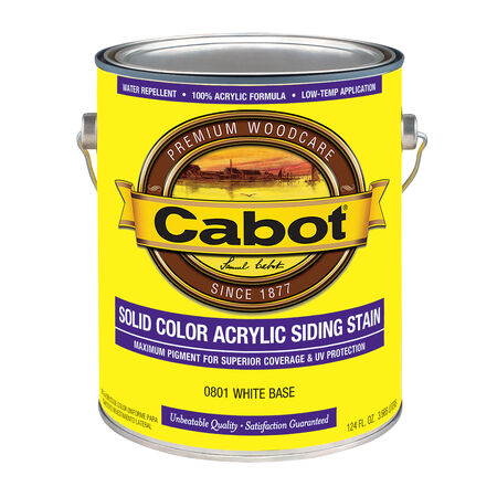 Cabot Solid Tintable 0801 White Base Water-Based Acrylic Solid Color Acrylic Deck Stain 1 gal.
