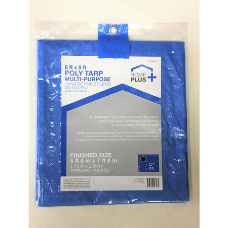 Home Plus 6 ft. W X 8 ft. L Light Duty Polyethylene Tarp Blue