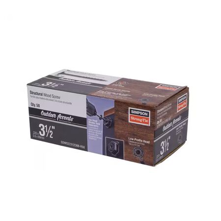 Simpson Strong-Tie Outdoor Accents 0.220 x  3-1/2 in. T40 6-Lobe Low-Profile Head Black Structural Wood Screw (50 Pack)