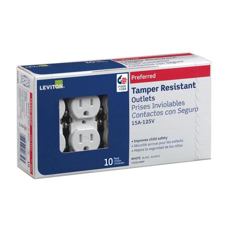 Leviton 15 amps 125 V Duplex White Outlet 5-15R 10 pk