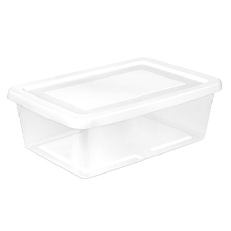 Sterilite 12 qt Clear/White Storage Box 5.375 in. H X 11.25 in. W X 16.5 in. D Stackable