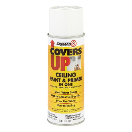 Zinsser Covers Up White Flat Solvent-Based Acrylic Ceiling Paint and Spray Primer 13 oz