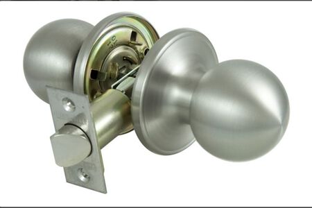 ProSource T3630V-PS Passage Knob, Metal, Stainless Steel, 2-3/8 to 2-3/4 in Backset, 1-3/8 to 1-3/4 in Thick Door