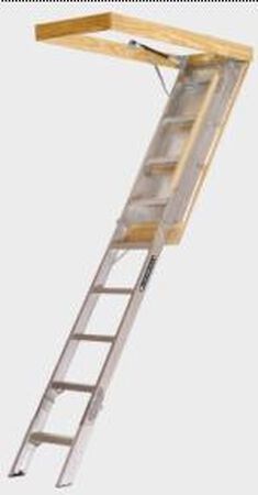 7 ft. 8 in. - 10 ft. 3 in., 25.5" x 54" Louisville FTAA2510 Aluminum Fire-treated Attic Ladder, Type IAA, 375 lb Load Capacity