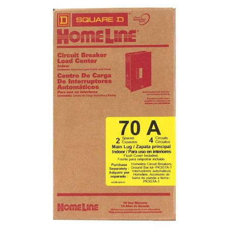 Square D HomeLine 70 amps 120/240 V 2 space 4 circuits Flush Mount Main Lug Load Center