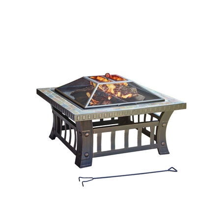 Living Accents 30 in. W Steel Square Wood Fire Pit